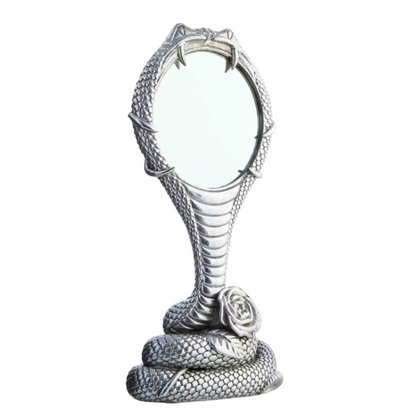 Silver rose and snake mirror - Picture 3 of 4
